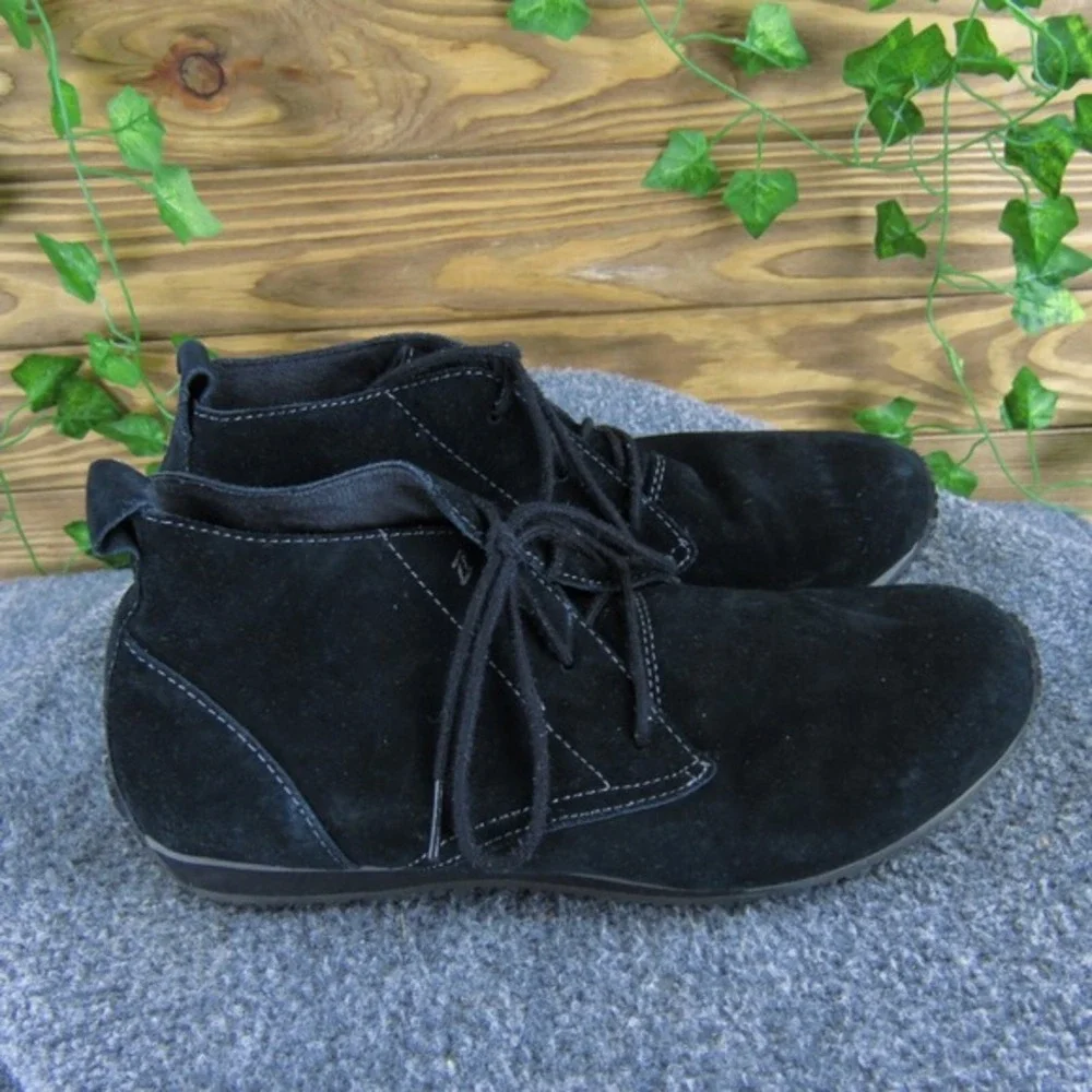 Eddie Bauer Black Suede Leather Ankle Boots Comfort Casual‎ Shoes Size Women 8.5